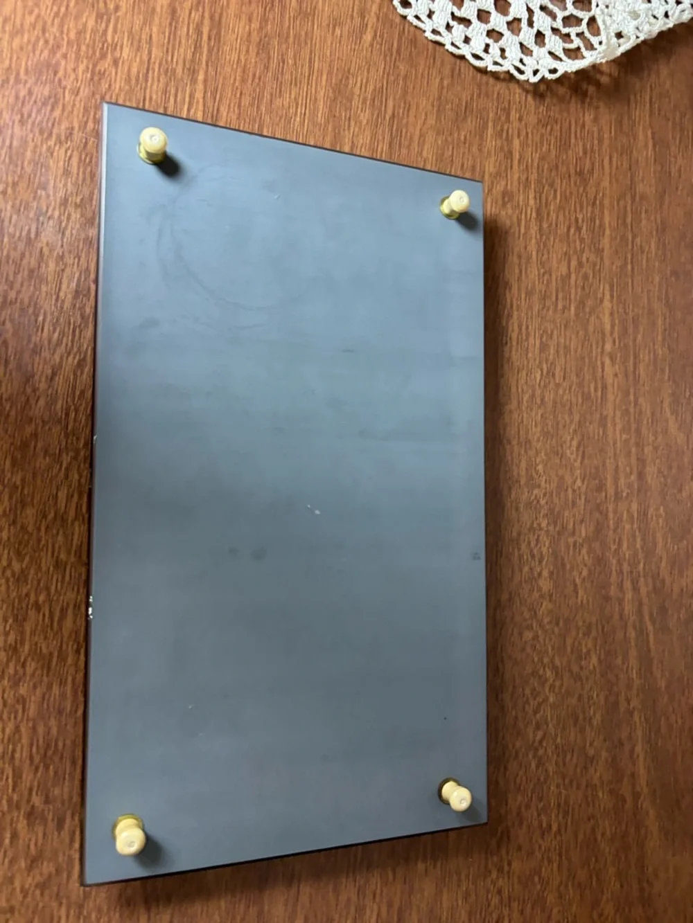 Vintage Rectangular Vanity Mirror Perfume Tray with Decorative Gold Accents - Picture 2 of 7
